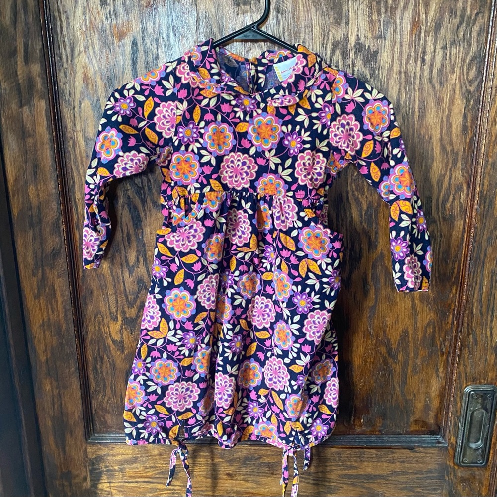Hanna Andersson vintage Floral Corduroy Dress 110 pockets flowers size 5